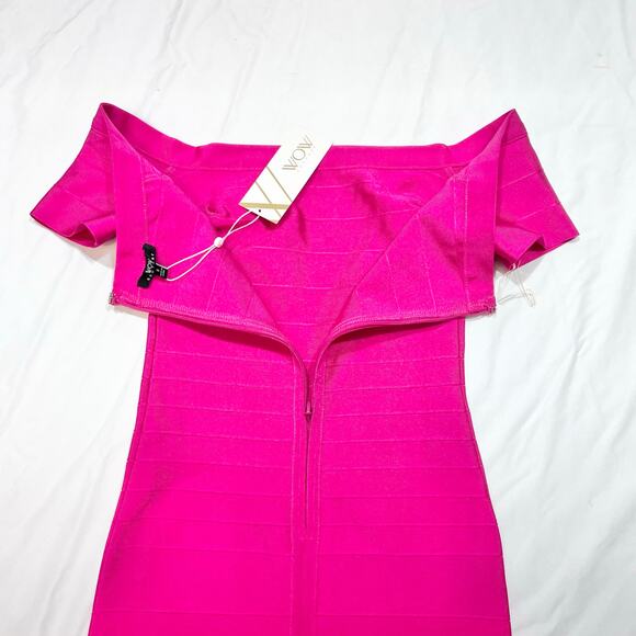 WOW Couture Bandage Bodycon Dress Women Small Pink Zipper Formal Night New - Picture 6 of 10